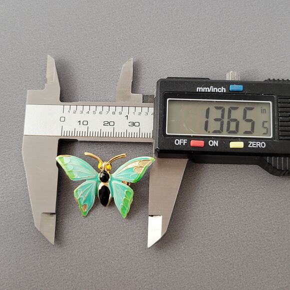 Vintage Butterfly Brooch Lot Enamel Rhinestone Gold Tone Pin Yellow Blue - Picture 12 of 12